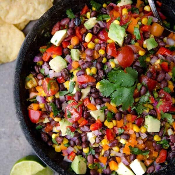 top down of black bean salad