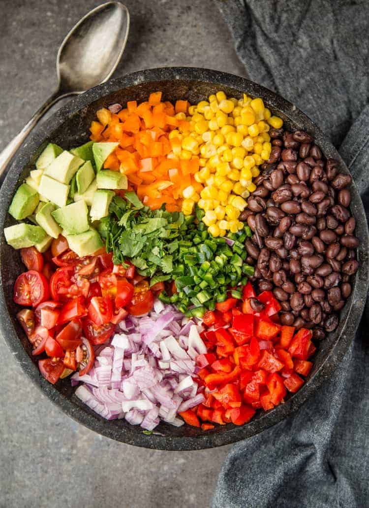 Black Bean Salad ingredients 