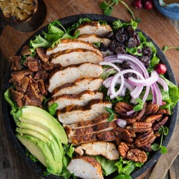 Grilled Chicken Salad with Candied Pecans and Balsamic Dressing