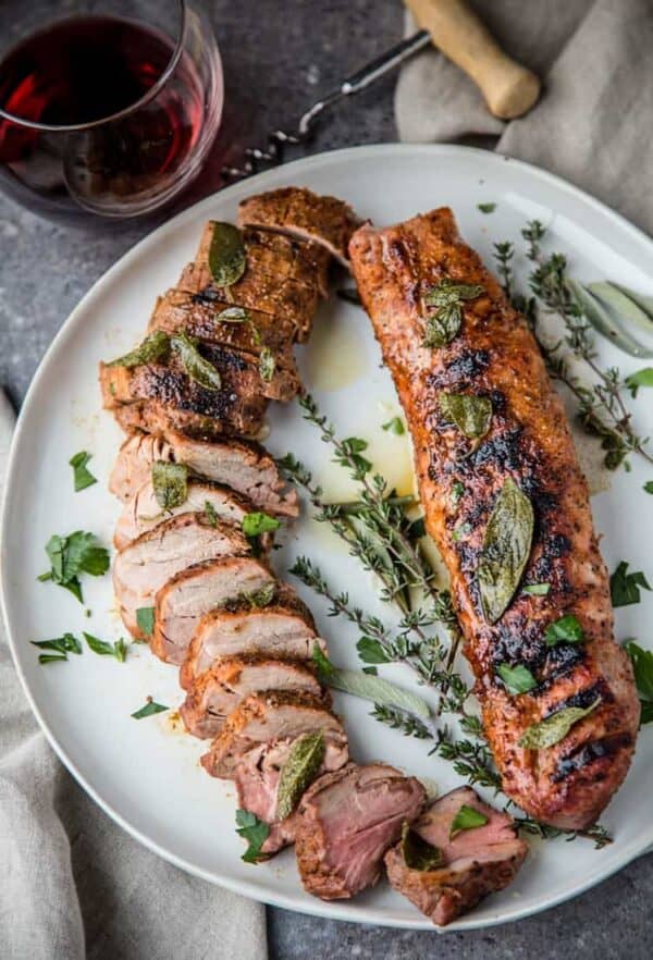 Grilled Pork Tenderloin with Fried Sage Butter Sauce Vindulge