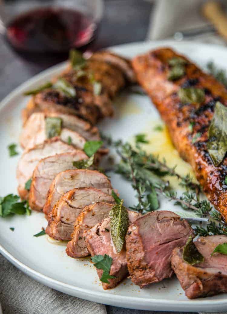 Sliced Pork Tenderloin with a sage herb butter sauce