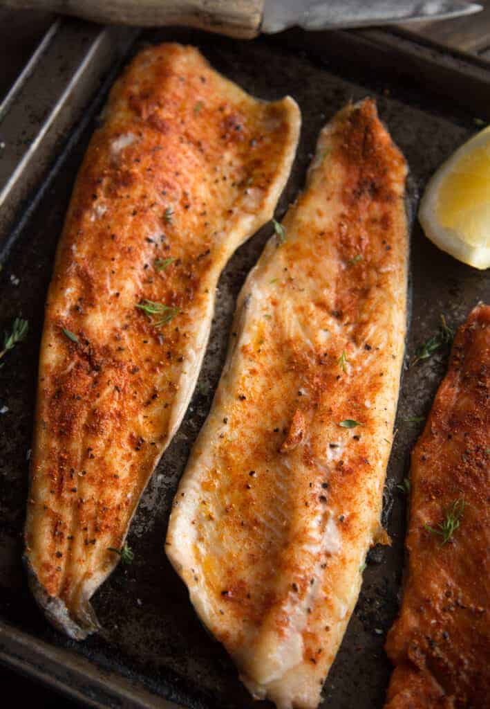 raw seasoned trout