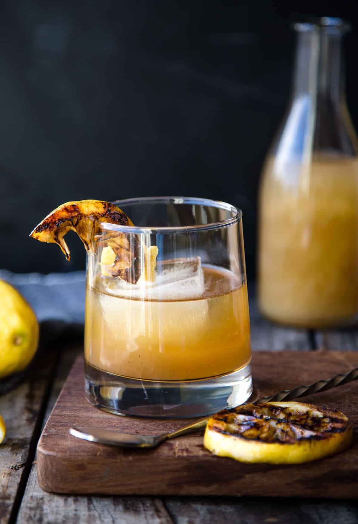 Bourbon Cocktail with Grilled Lemon Simple Syrup