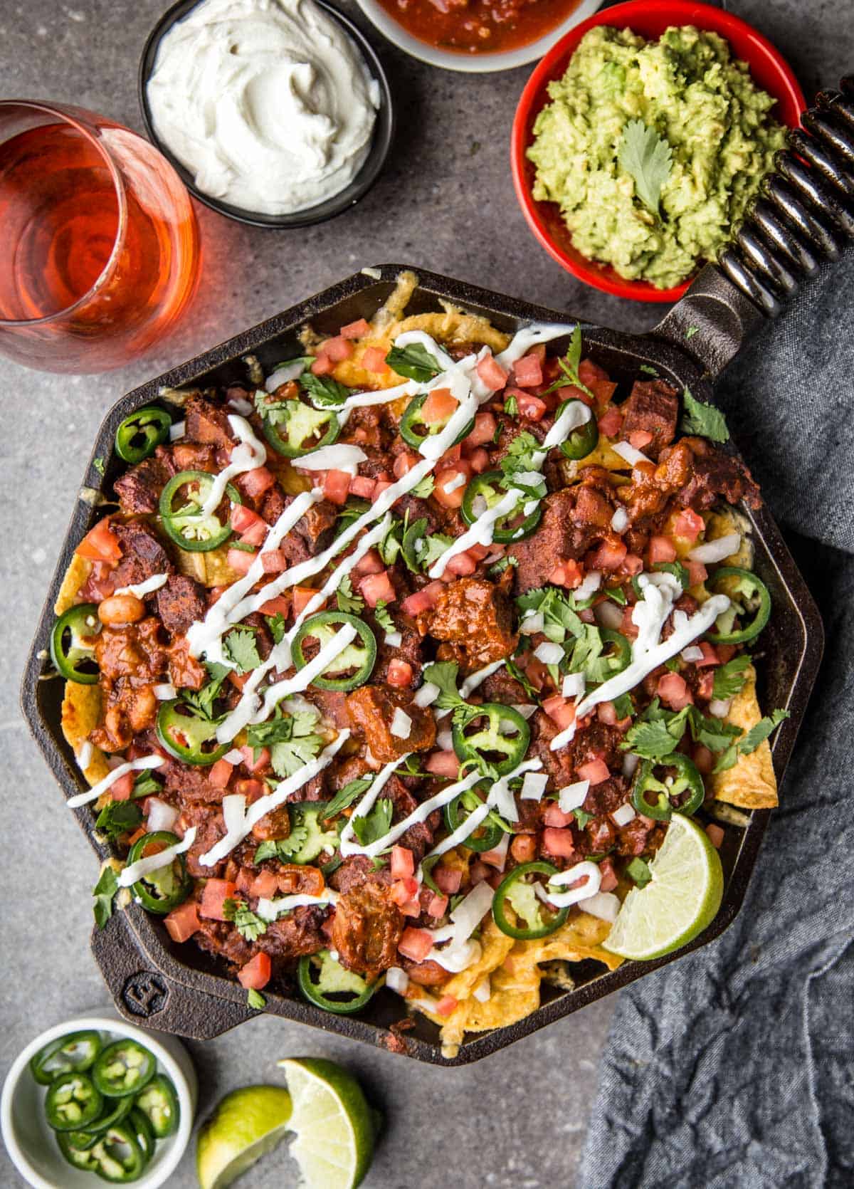 Brisket Nachos made with leftover smoked beef brisket