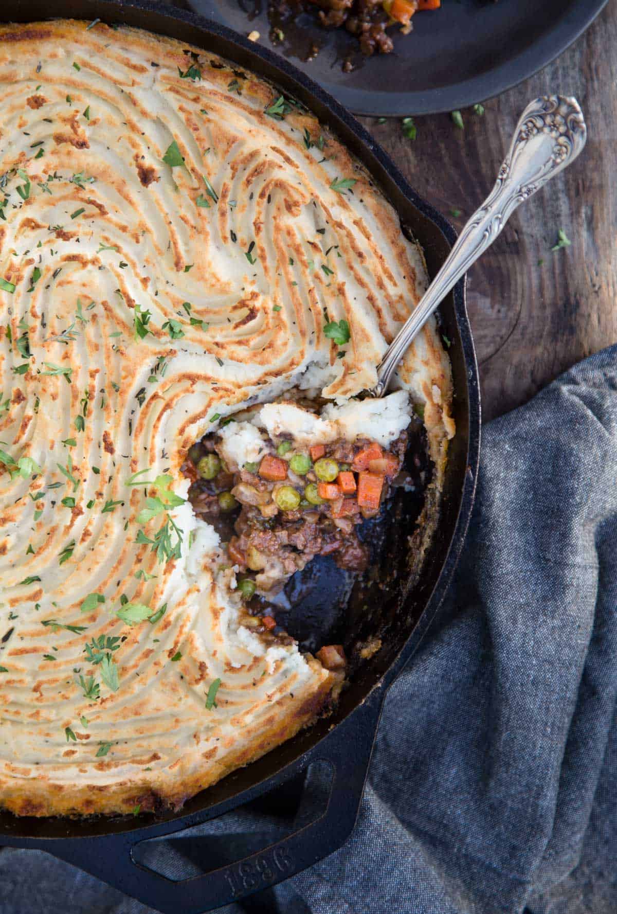 A spoonful of hearty Shepherd's Pie.