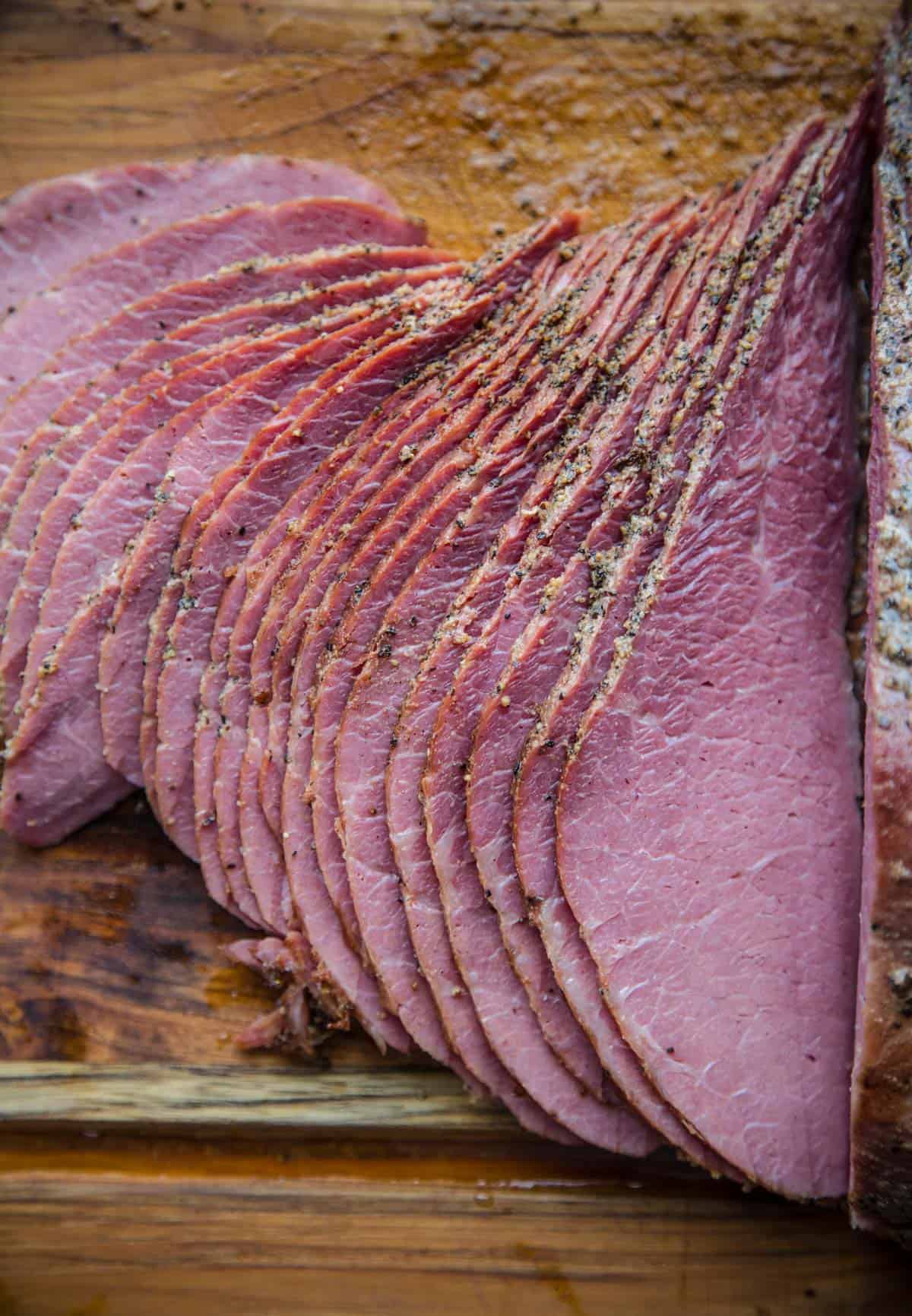 Slices of Corned Beef, perfect for a pastrami sandwich