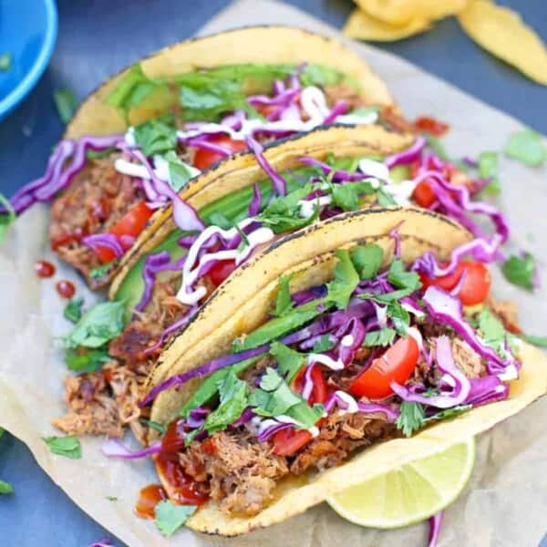 pulled pork tacos made with smoked pulled pork