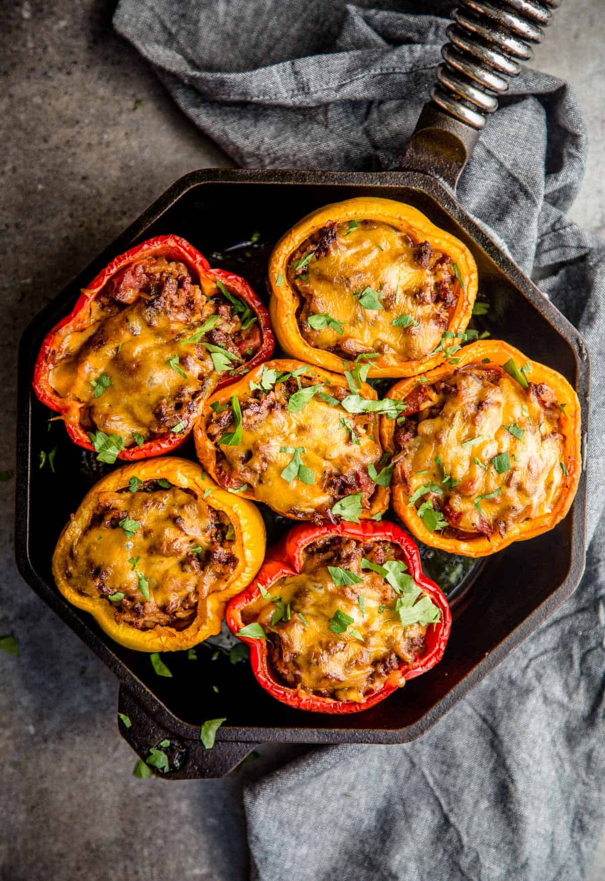 Stuffed Peppers with Ground Beef cooked on the Grill
