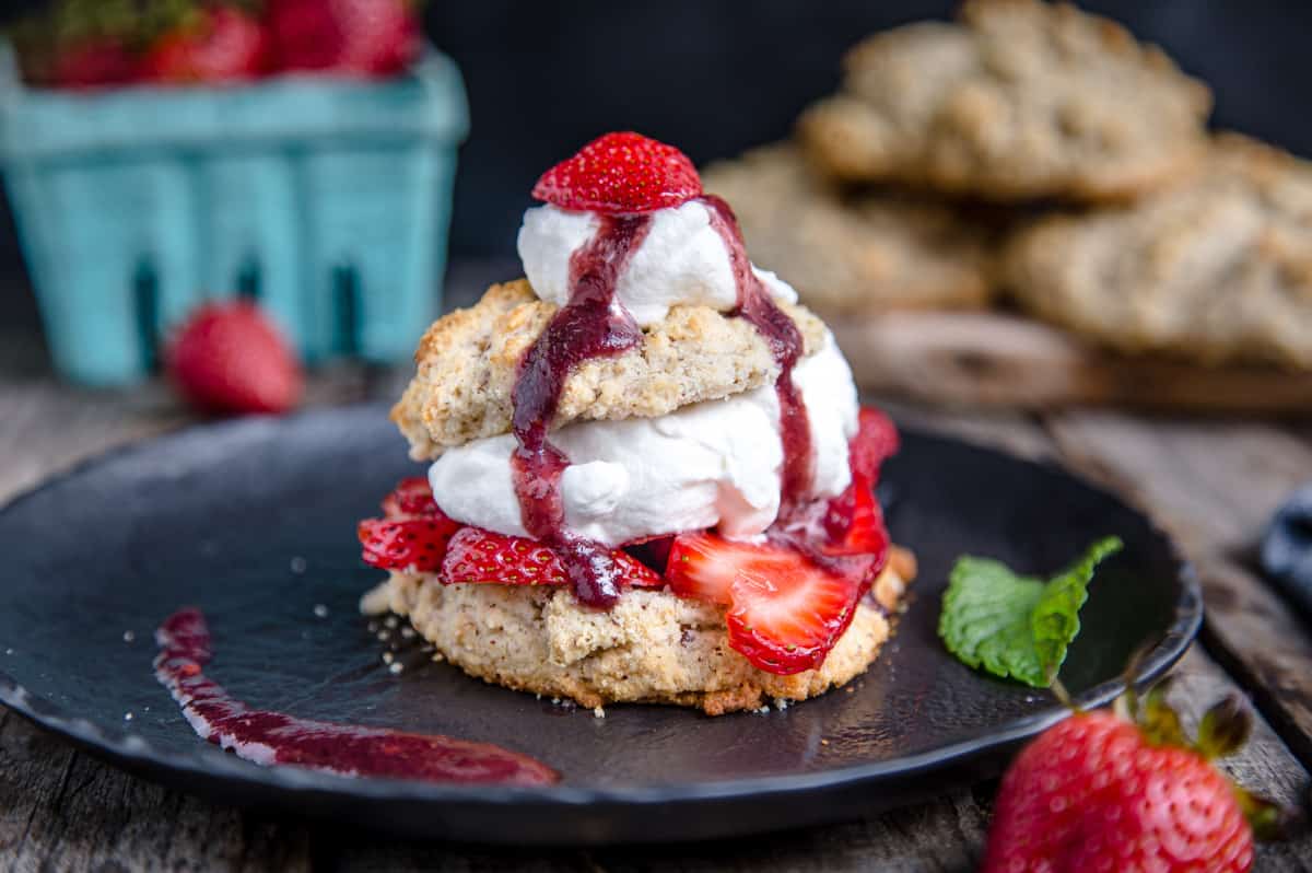 Strawberry shortcake with whipped cream