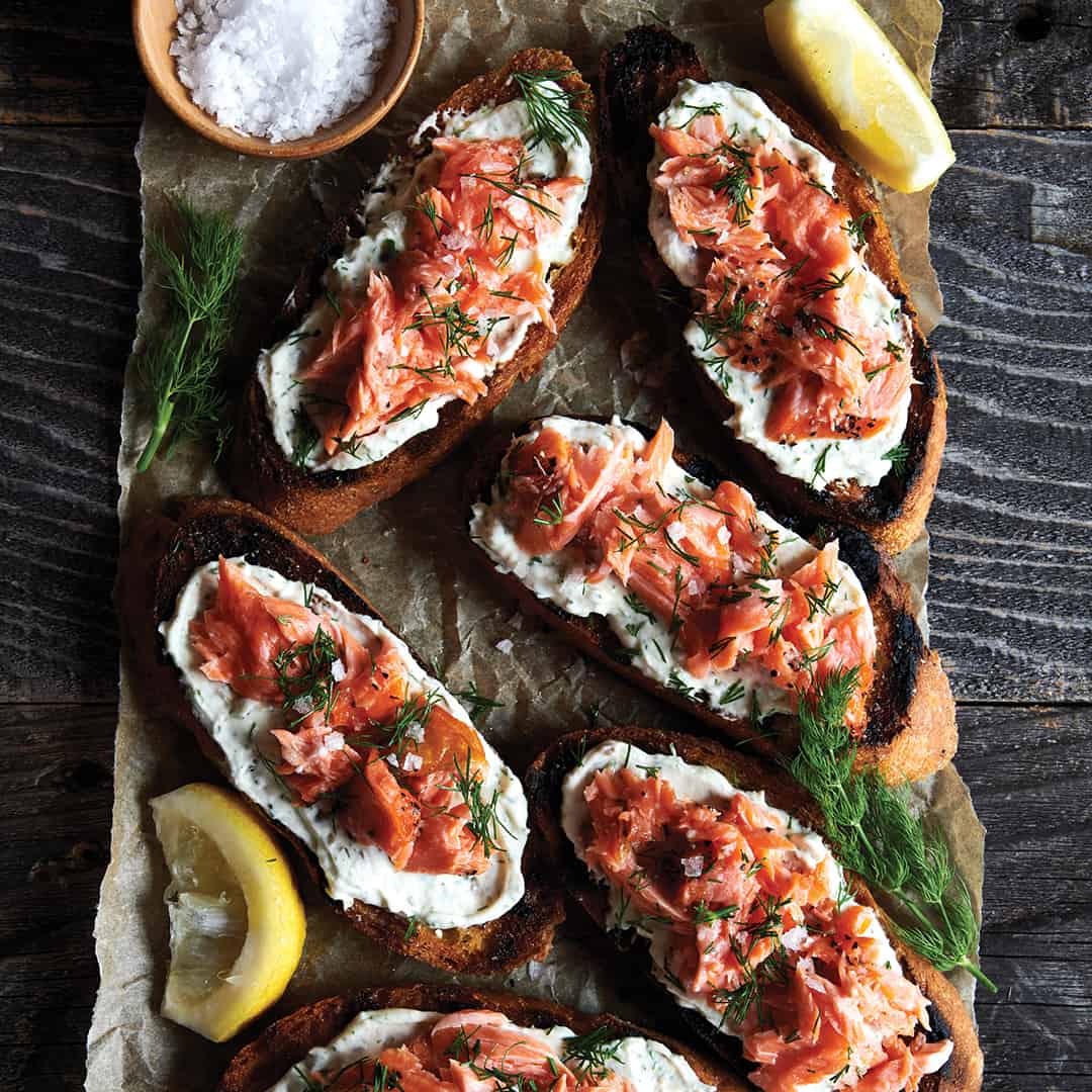 Grilled Salmon Crostini