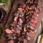 Grilled Hanger Steak on a platter