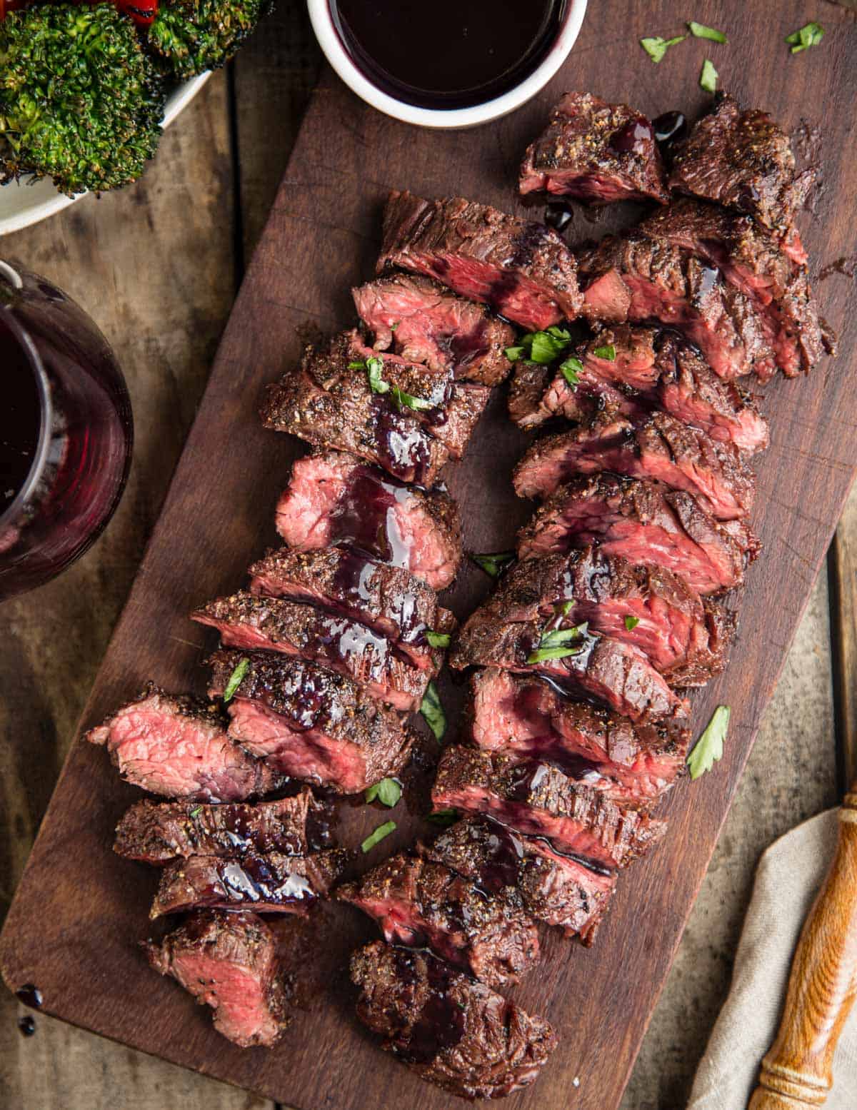 Grilled Hanger Steak on a platter