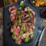 Grilled Picanha Steak slices on a platter