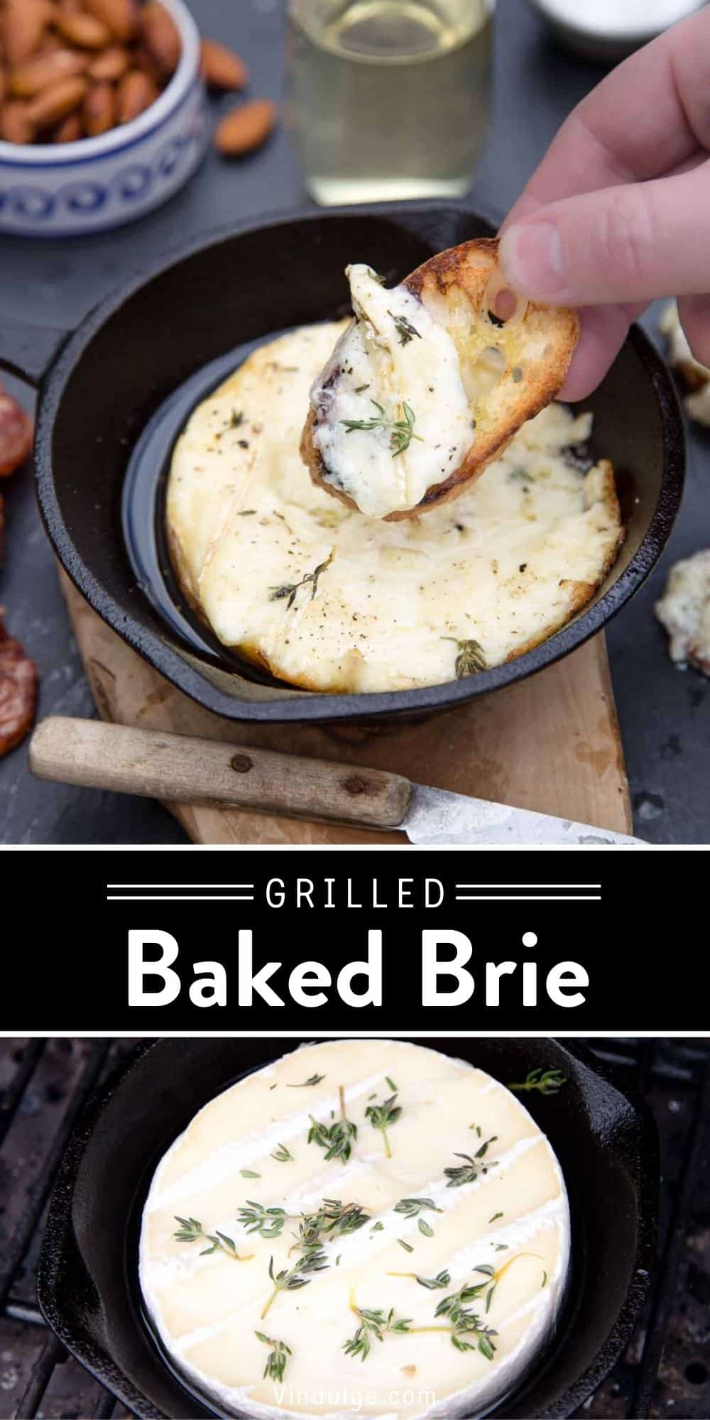 Baked Brie Cheese with Wine on the Grill Vindulge