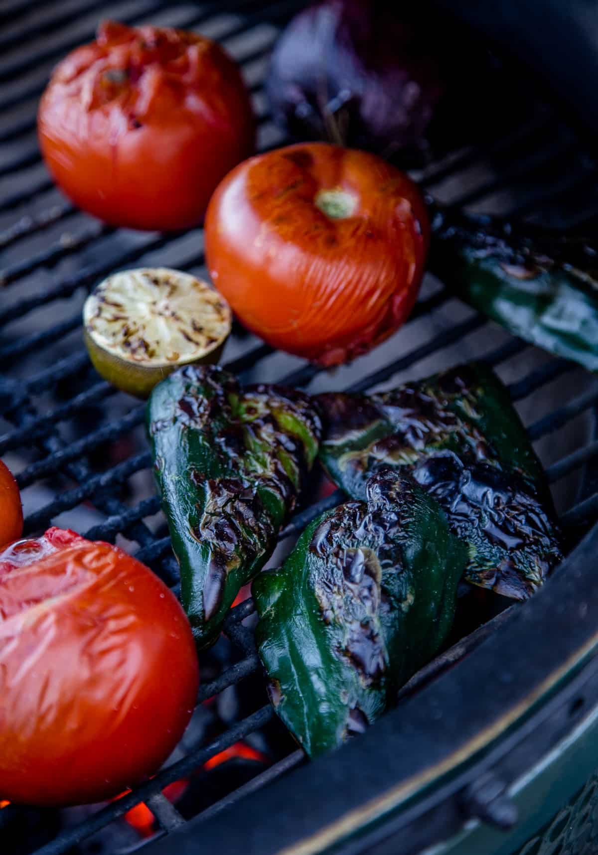 Roasting vegetables on a grill