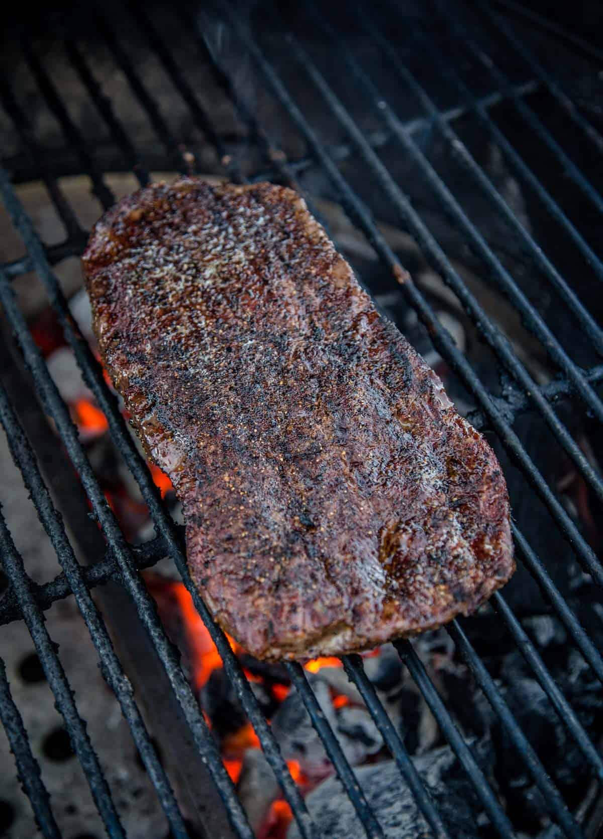 Flat Iron Steak on the Grill over direct heat.