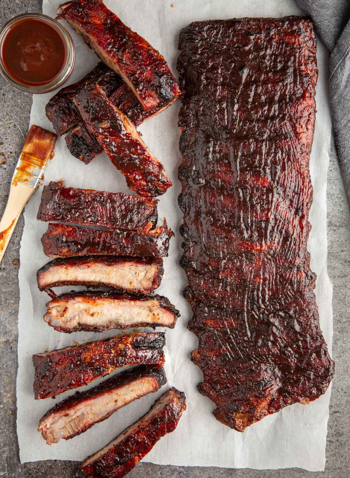 2 Racks of Pellet Grill Ribs with a Kansas City Style BBQ Sauce
