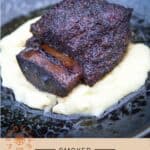 Smoked Beef Short Ribs Recipe Pinterest Pin with text on light background