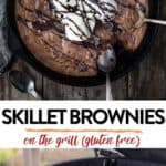 Skillet Brownie pin image for Pinterest