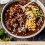 Texas Chili Recipe Pinterest Pin text on light background