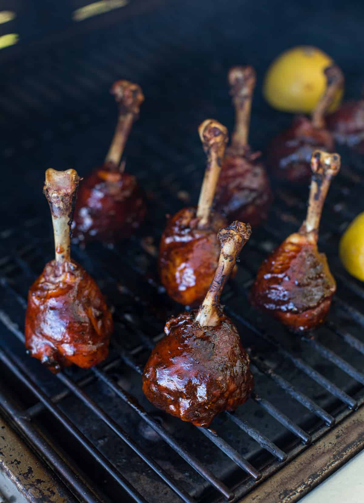 Chicken Drumsticks cooking on the grill