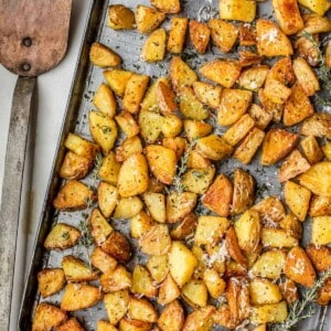 duck fat potatoes with spatula