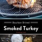 Borbon Brined Smoked Turkey Pinterest Pin with Text on dark background