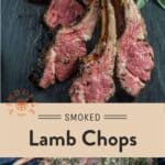 Reverse Sear Lamb Chop Pinterest Pin with Text on light background