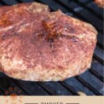 Smoked Pork Chops Pinterest Pin with text on light background