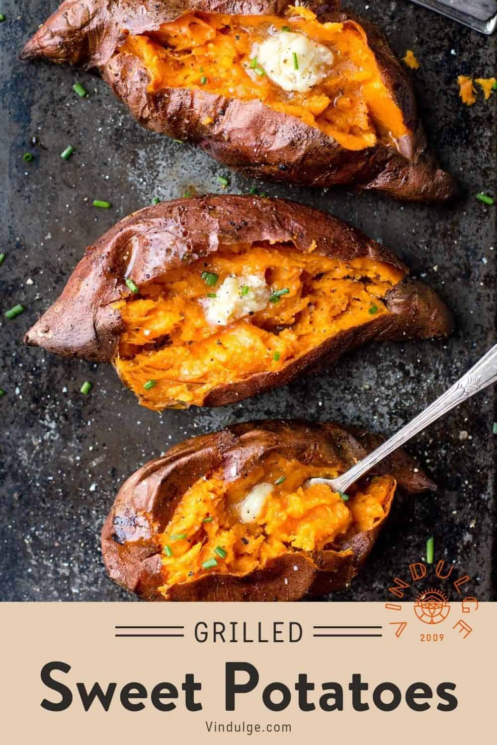 Top 7 baked sweet potatoes on the grill 3 Grilled Sweet Potatoes with Smoked Honey Butter