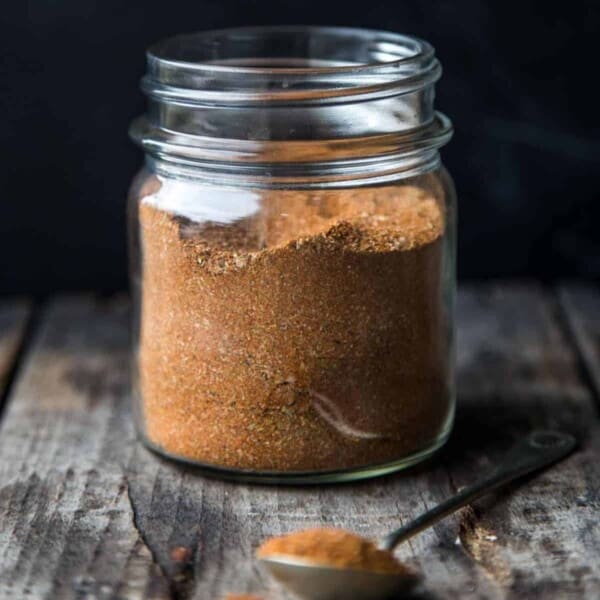 Cajun seasoning in a mason jar.