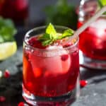 Ginger Pomegranate Spritz in glass.