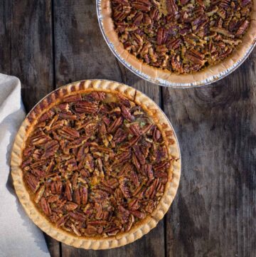 Grilled Pecan Pie on a cutting board.