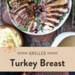 Cajun Grilled Turkey Pinterest Pin with text on light background