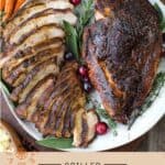 Cajun Grilled Turkey Pinterest Pin with text on light background