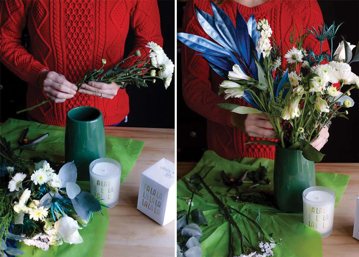 Arranging a bouquet of flowers