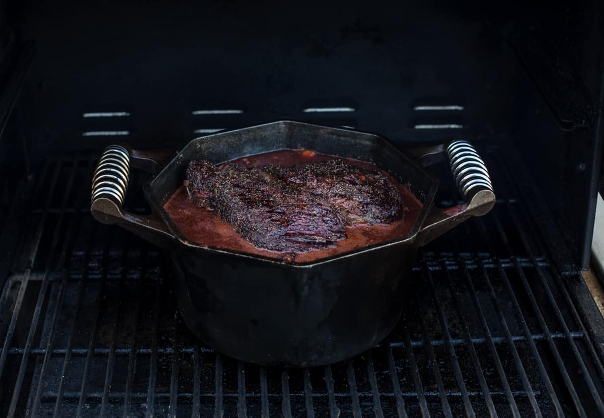 Smoked Chuck Roast Pot Roast cooking on a MAK Grills Smoker