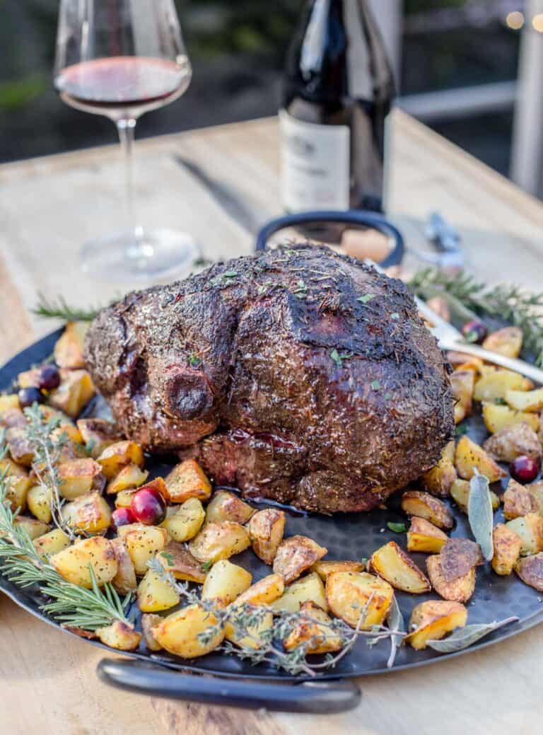 Bone In Smoked Leg of Lamb with Garlic Butter Sauce - Vindulge