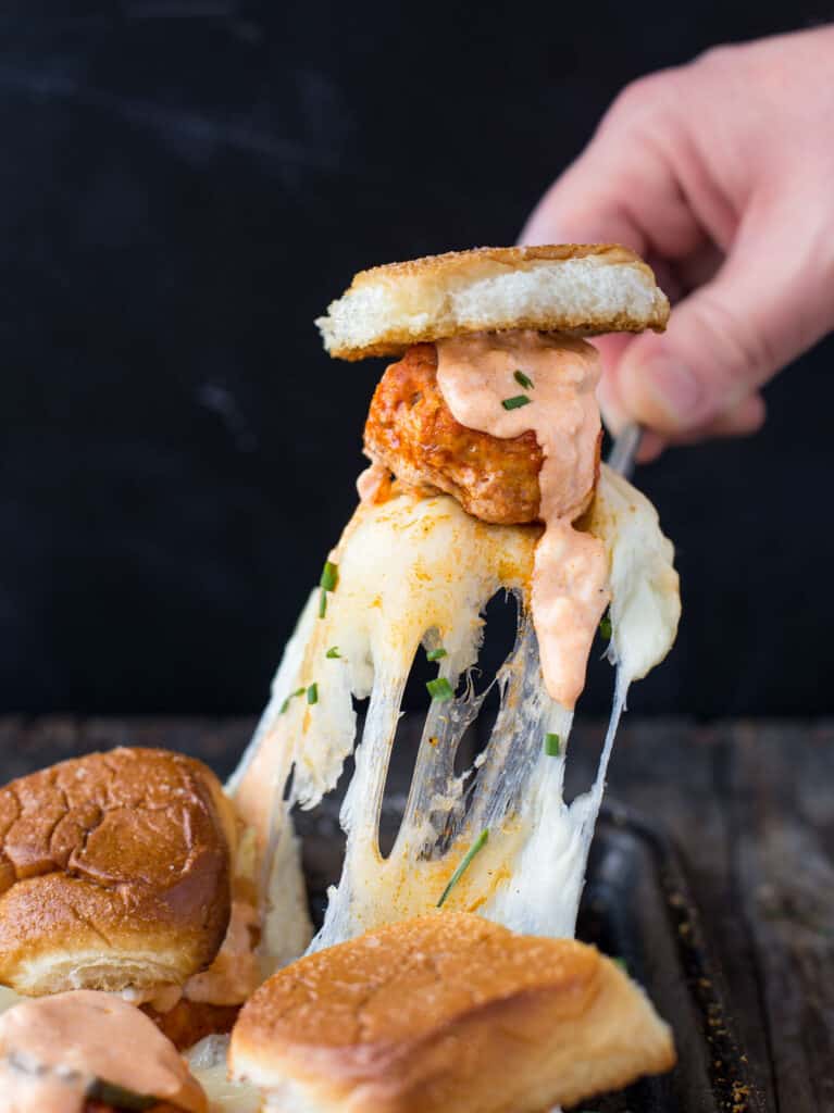 Buffalo chicken sliders.