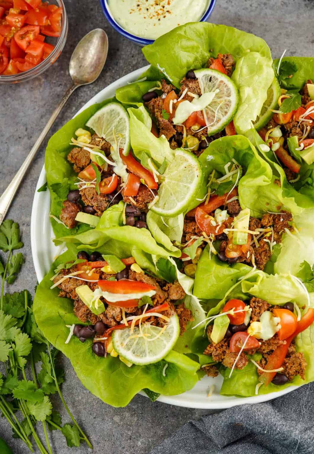 Taco Lettuce Wraps with Smoked Ground Beef - Vindulge