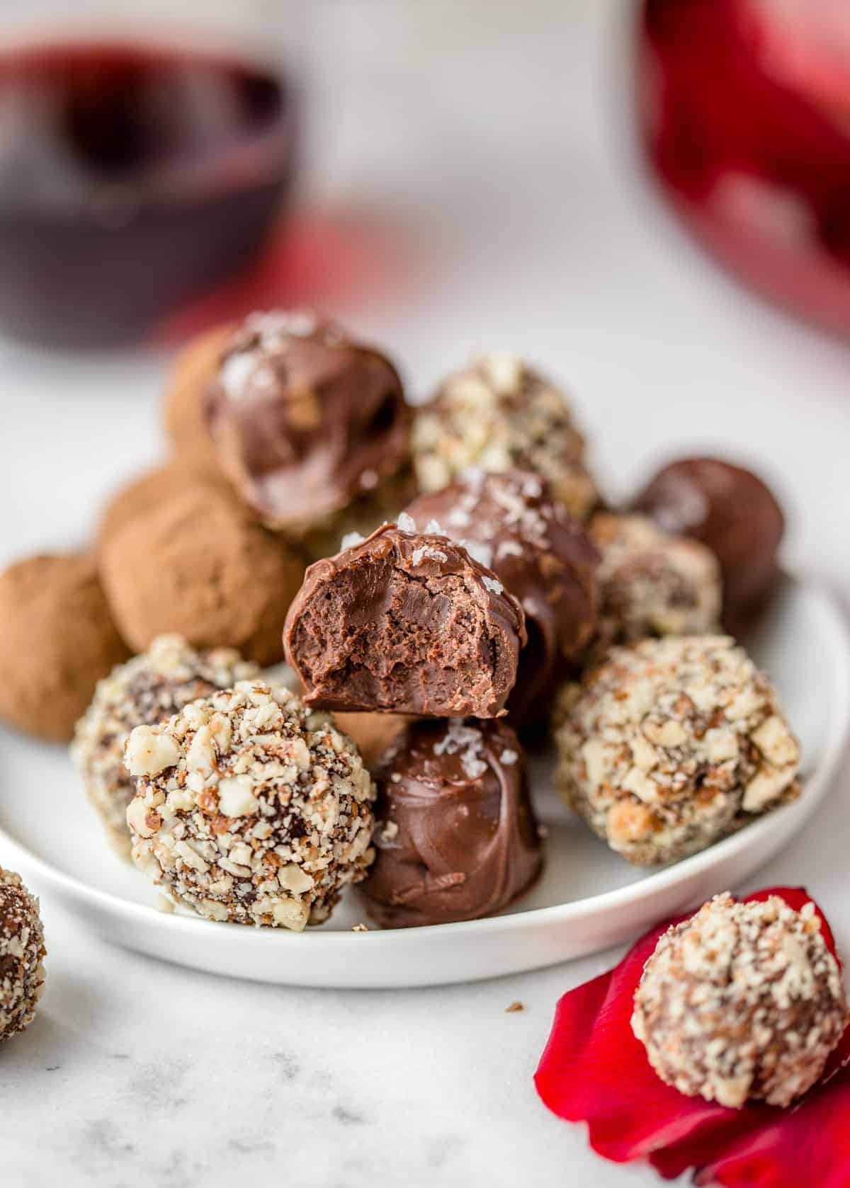 Homemade Chocolate Truffles with a bite taken out