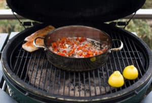 making paella on the grill