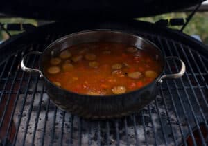 making paella on the grill