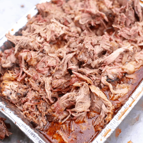 Pan of pulled pork cover