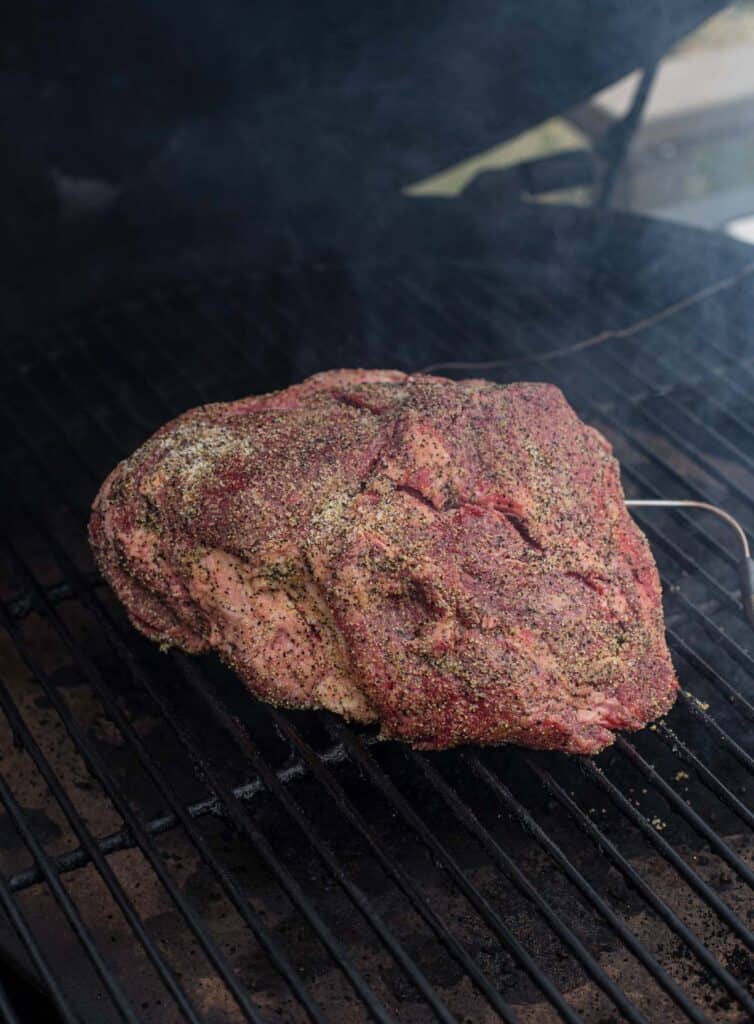 Chuck Roast on Smoker raw