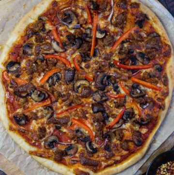 Peppers Sausage Tomatoes Grilled Pizza