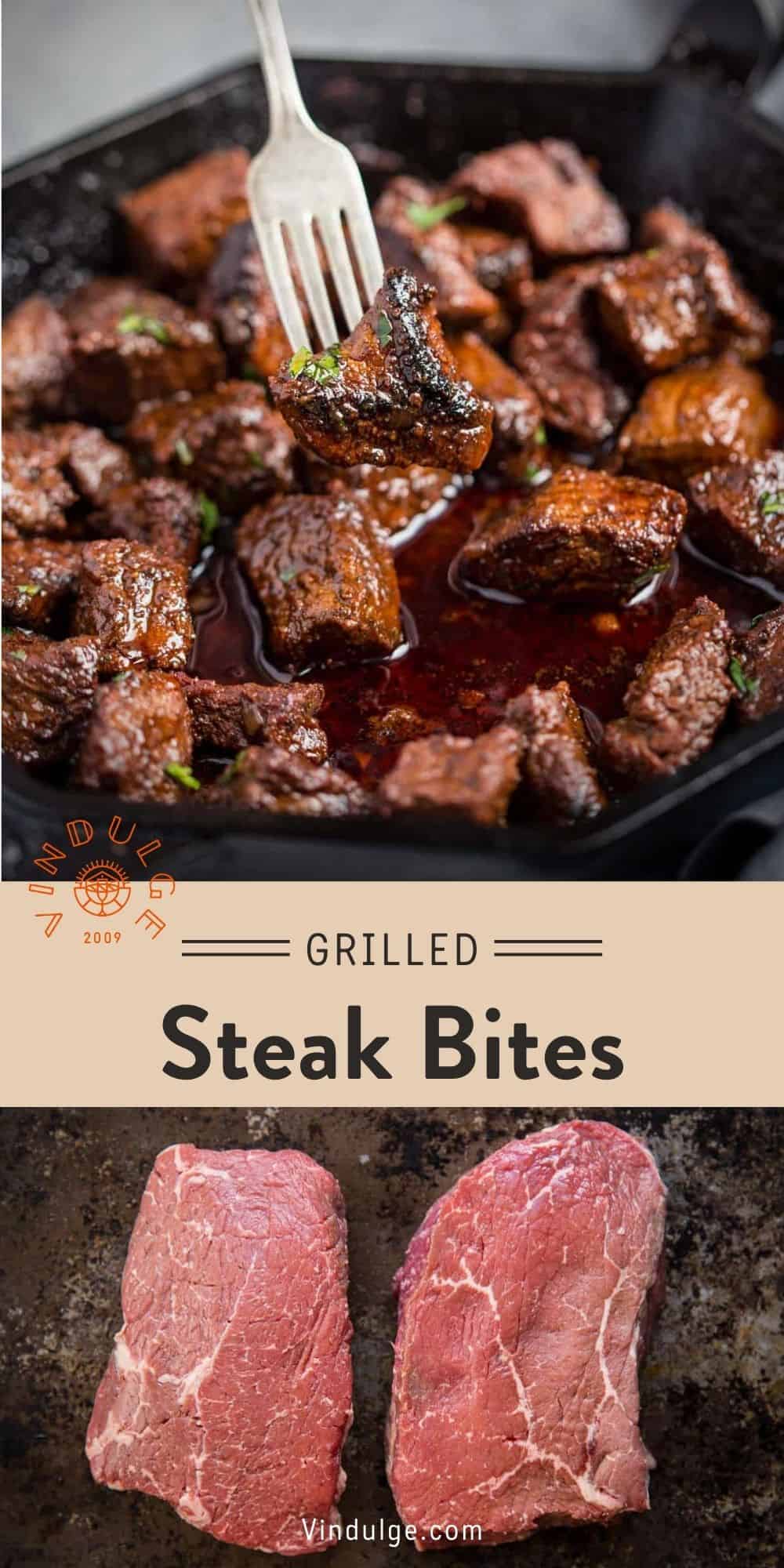 Grilled Steak Bites with Red Wine Pan Sauce Vindulge