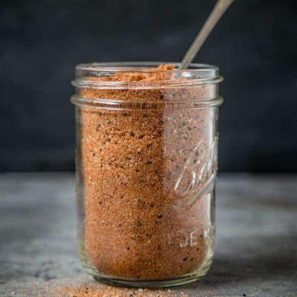 Homemade all purpose seasoning in a mason jar.