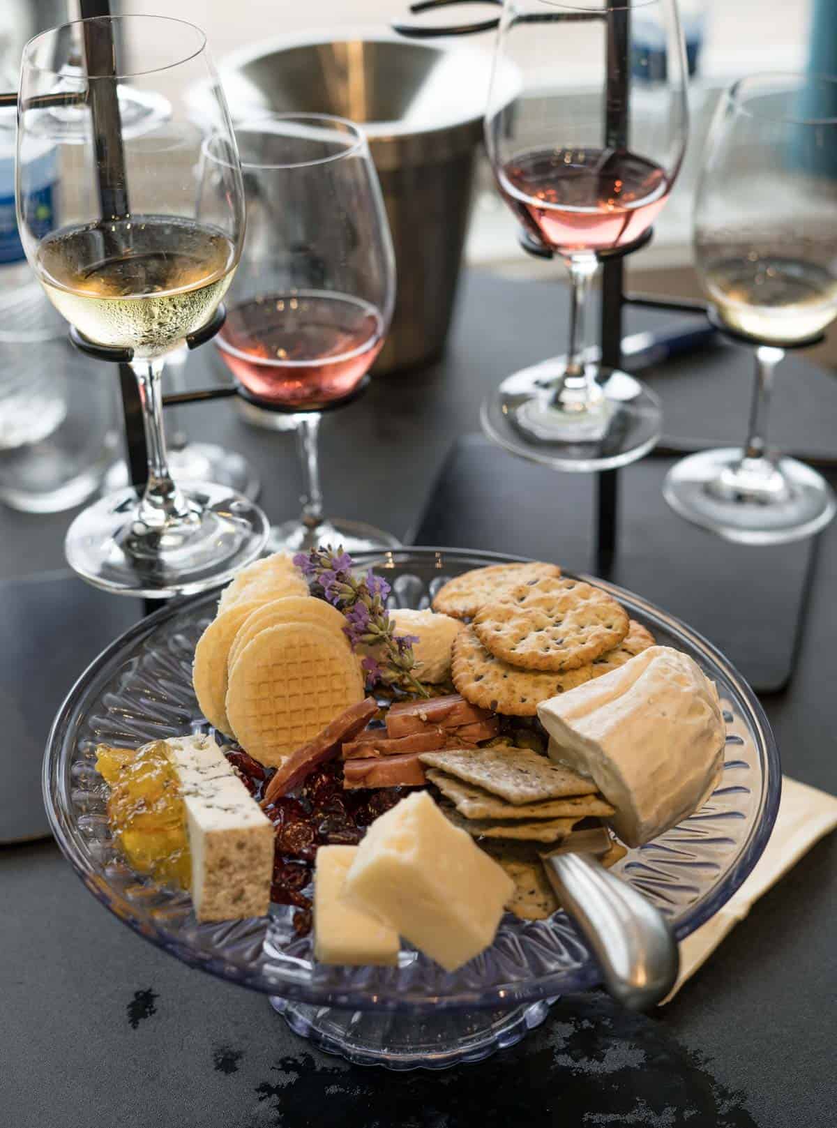 The cheese pate and wine flight at Dr. Konstantin Frank Vineyards