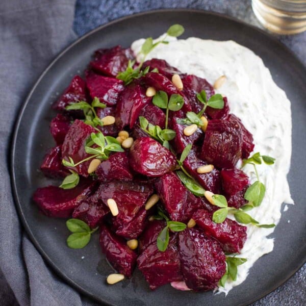 Smoked Beets with Goat Cheese Ranch dip